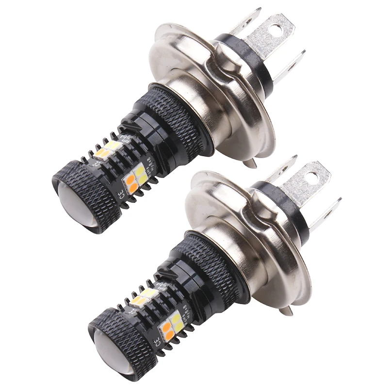 RXZ 2PCS 3030 16SMD H4 LED Hi/Lo Fog light Daytime Running Light Bulb Turning Parking Bulb Motorcycle LED white/Amber DC12W 10W