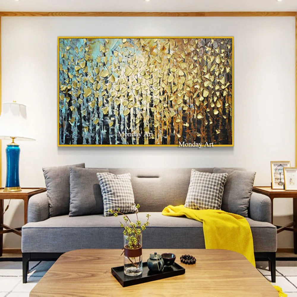 Large-Size-Hand-Painted-Abstract-Color-Tree-Landscape-Oil-Painting-On