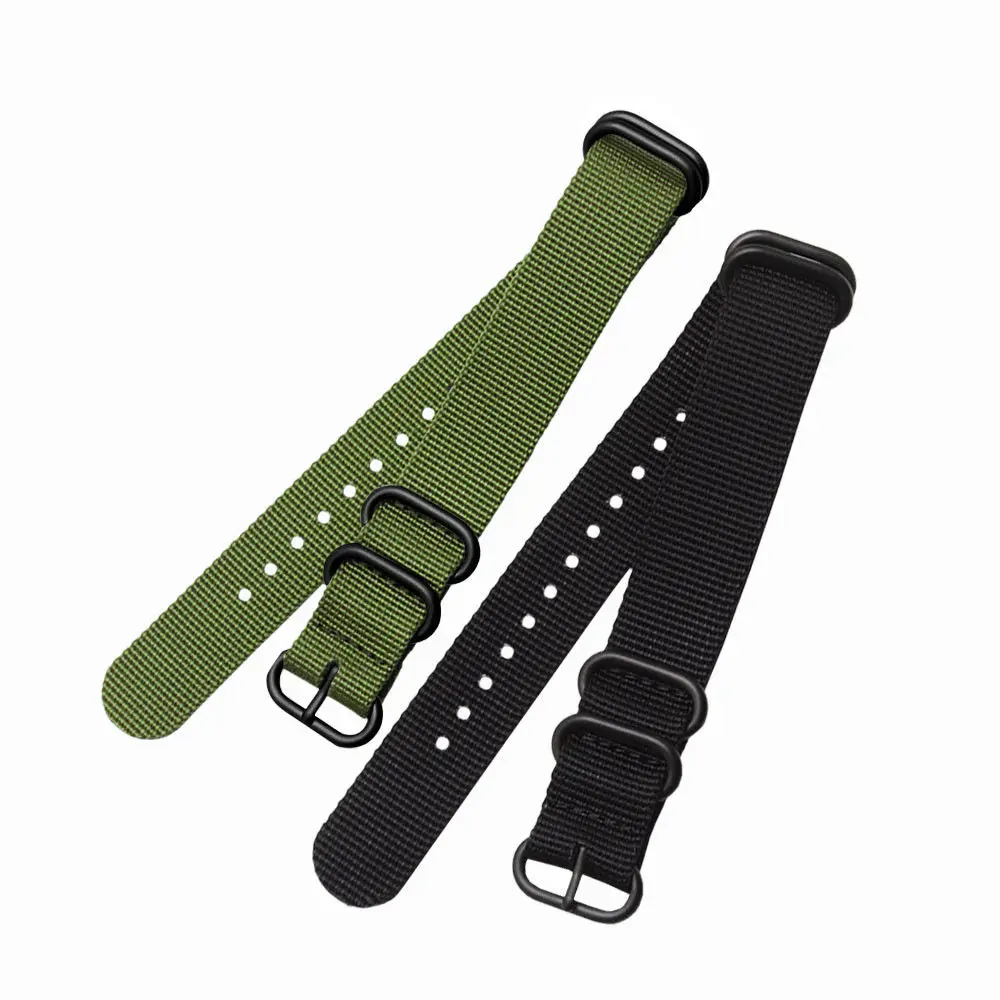 Нейлоновый спортивный ремешок ZULU Nato для Seiko TIMEX Canva Черный Армейский зеленый с