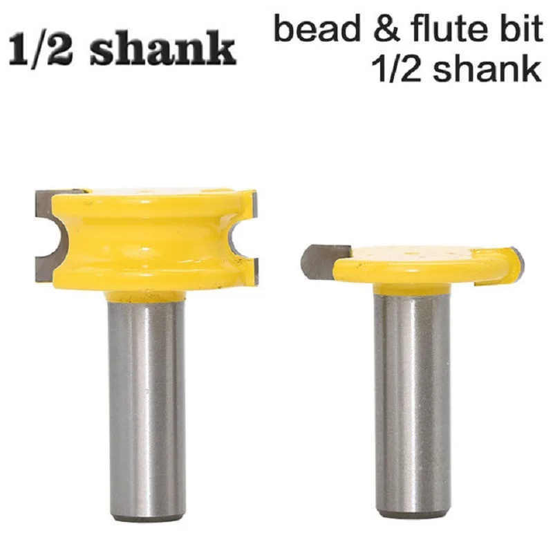 

2pcs/set 12.7mm 1/2" Shank Dia. Canoe Flute & Bead Wood Router Bit Tingsten Carbide Cutters Set For Wood Woodworking Tools