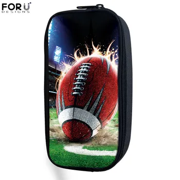 

FORUDESIGNS Students Pencil Bags American Foot Ball 3D Print Women's Cool Cosmetic Cases Kids Mini School Pencil Pouch Pen Cases