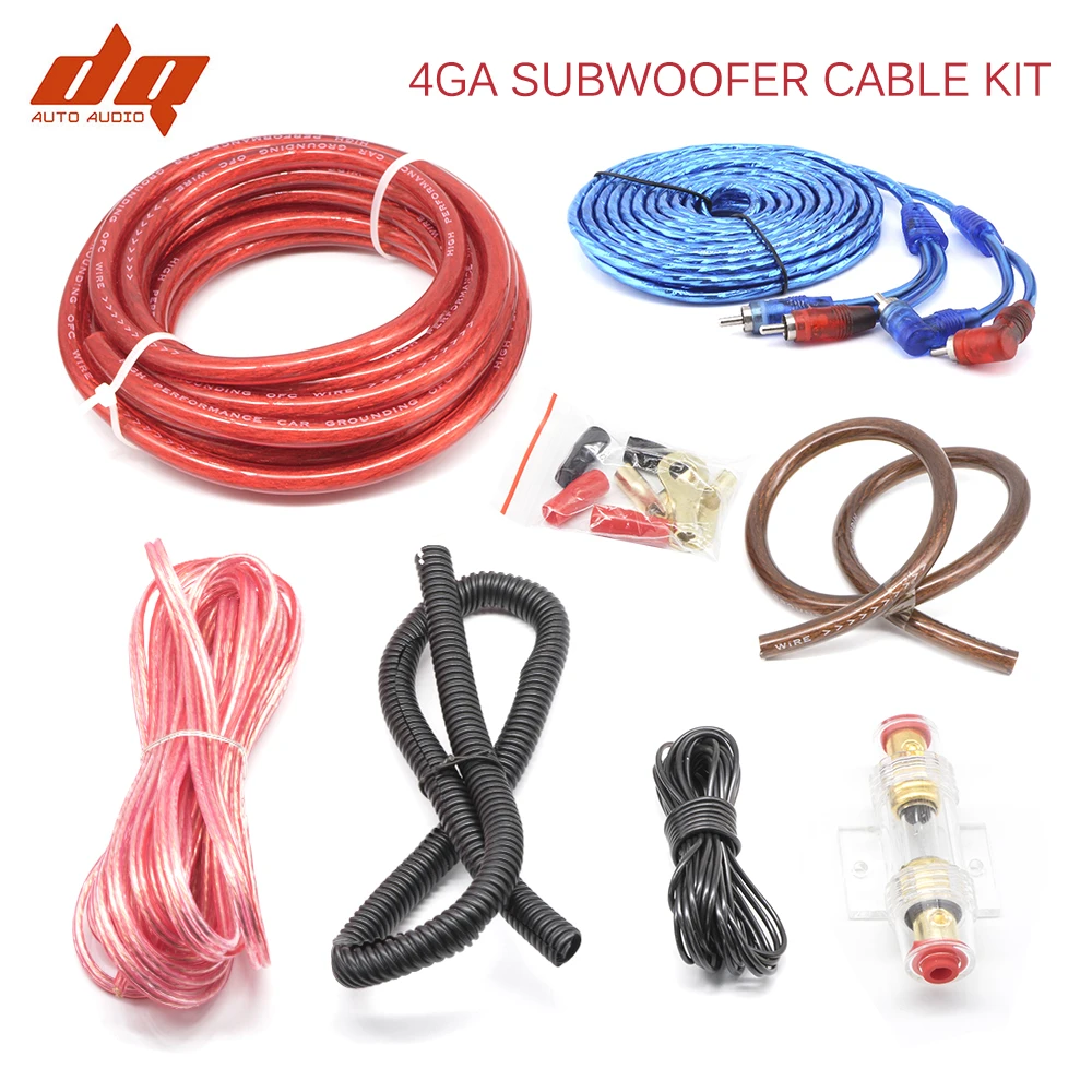 Kit de Cables para amplificador de Audio de coche, Kit de cableado de instalación, Cable de alimentación 4GA 60A, soporte de fusible 5M| Cables, adaptadores y enchufes| - AliExpress