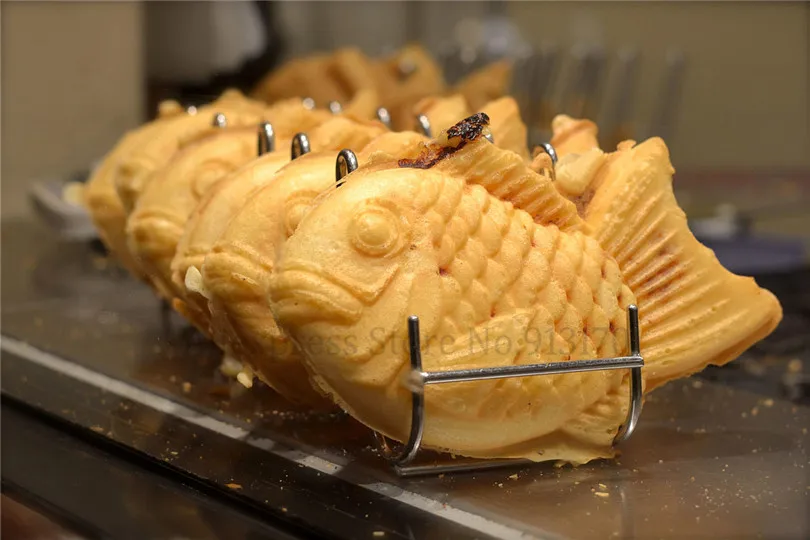 Коммерческих Нержавеющая сталь Taiyaki машина с антипригарным покрытием газа японская рыба вафельный машина для изготовления тайяки Baker 6