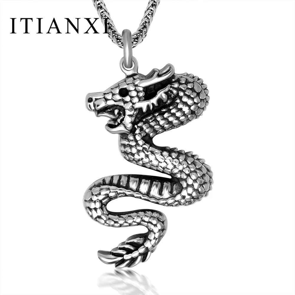 ITIANXI China Dragon Necklace Men Jewelry Collier Stainless Steel