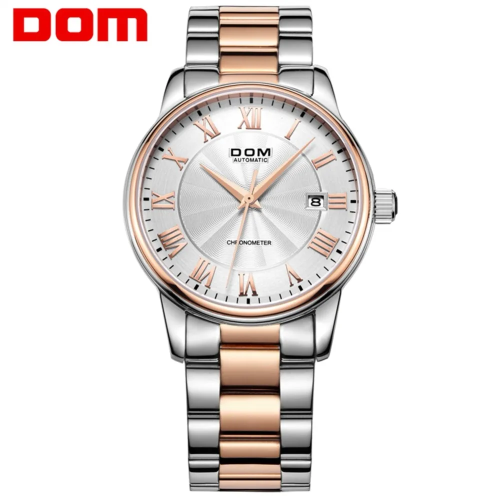 

Men Watch DOM Luxury Waterproof Mechanical Watches Stainless Steel Sapphire Crystal Automatic Date Reloj Hombre M-8040G-7M2