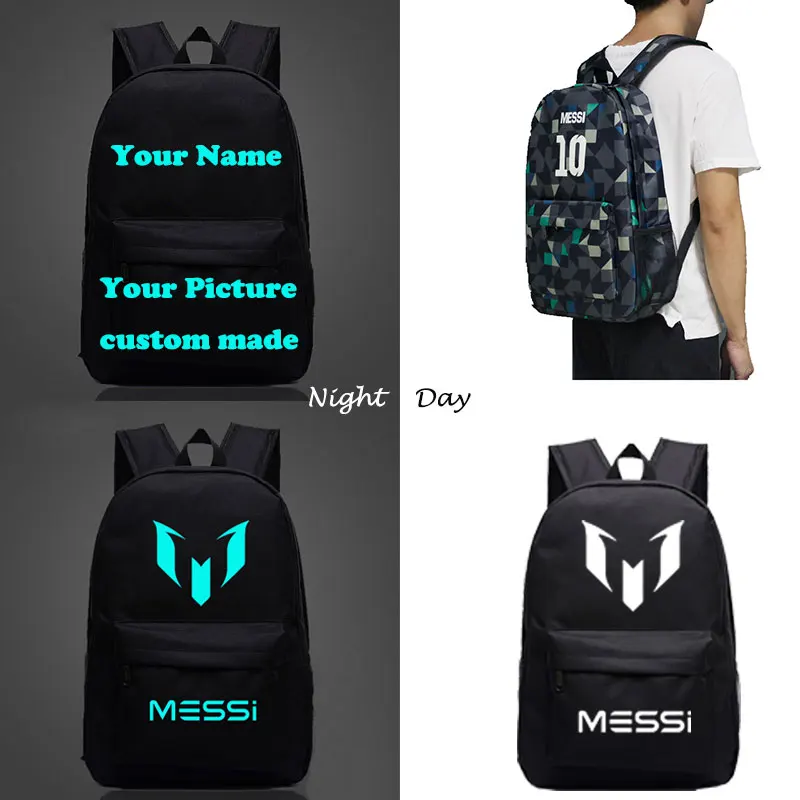 XMTIHE Kids Lionel Messi School Bookbag Canvas Backpack-Boys Girls Lightweight Travel Backpack FCB Rucksack