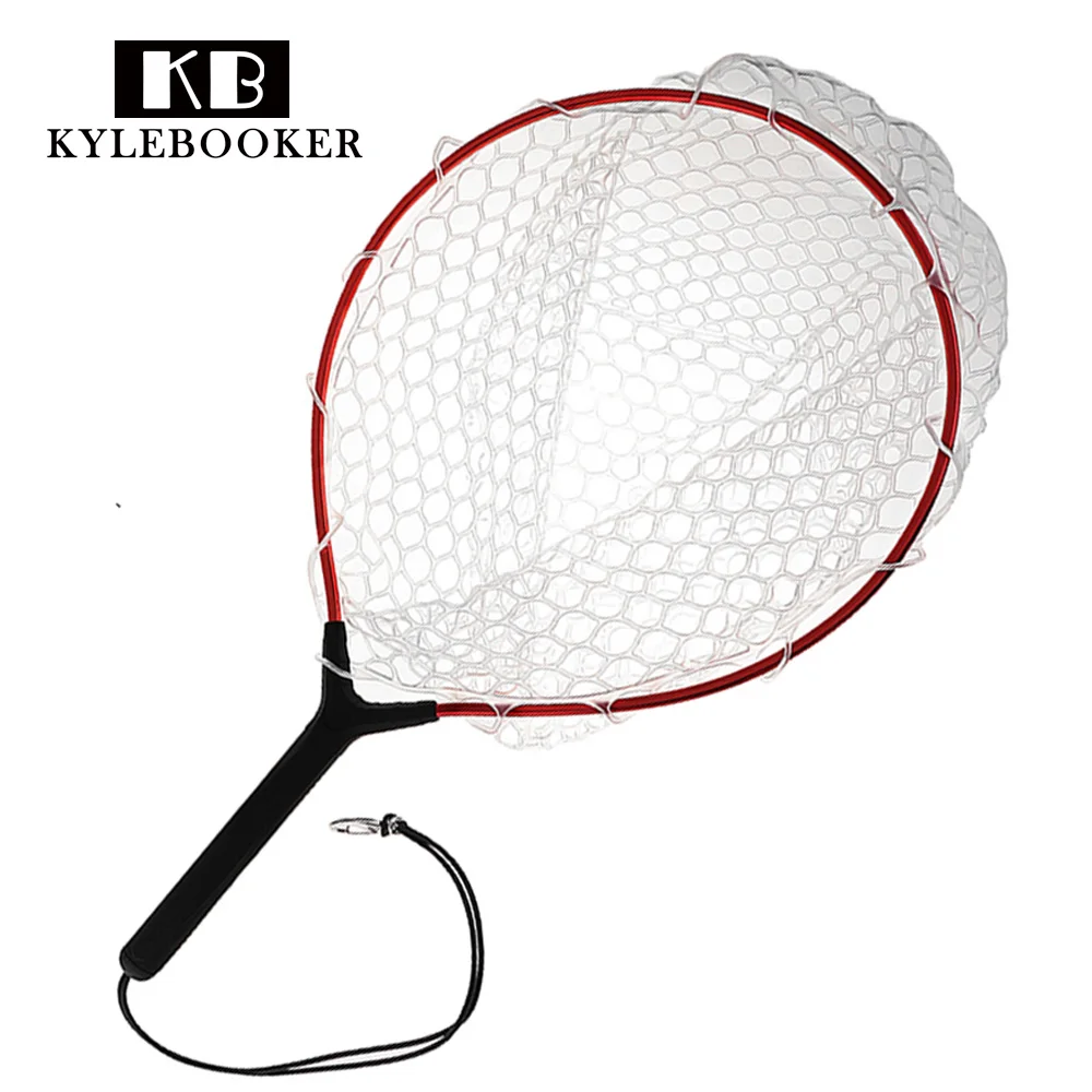 Rubber Fly Fishing Landing Dip Net Aluminum Alloy Ring Monofilament