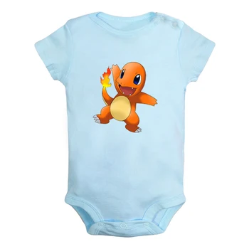 

Cute Pokemon Bulbasaur Squirtle Charizard Pikachu Design Newborn Baby Boys Girls Outfits Jumpsuit Print Infant Bodysuit Clothes
