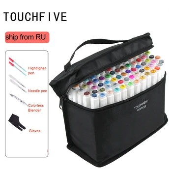

TOUCHFIVE White Markers Graffiti Pens Twin Marker Sketch Alcohol-based Dual Tip Art Markers 60 Color Set ,for Designing, Drawing