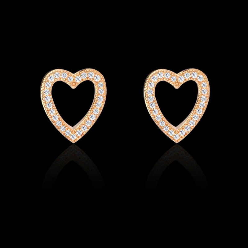 Крошечные полые геометрические серьги с надписью Love Heart Zirconia 925 серебряные
