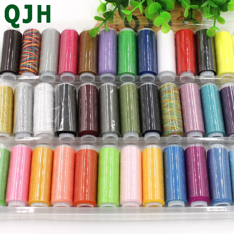 

QJH 39roll/lot, 200 yard/roll, Mixed Color Polyester Sewing Thread,Sewing Supplies For Hand Machine, DIY Sewing Thread kit Sew