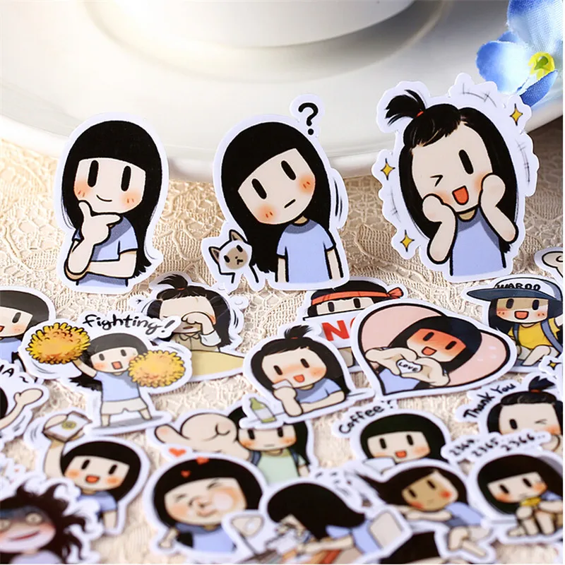 

40pcs Creative Cute Self-made Smile Brush/pretty Girl Scrapbooking Stickers /decorative Sticker /DIY Craft Photo Albums