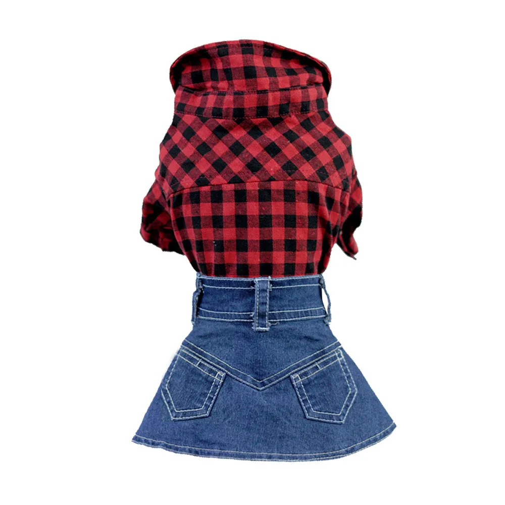 

2018 New dog dress Short Denim Style Pet Dog Skirt Small Puppy Two Pocket Dog Dresses for Dogs Free Shipping Roupinhas Pet