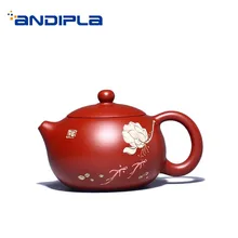 200 мл Исин натуральная фиолетовая глина Чай горшок НЕОБРАБОТАННАЯ руда Zisha Xishi кружка, сосуды для питья лотосы ручной росписи узор Dianhong чайники подарок