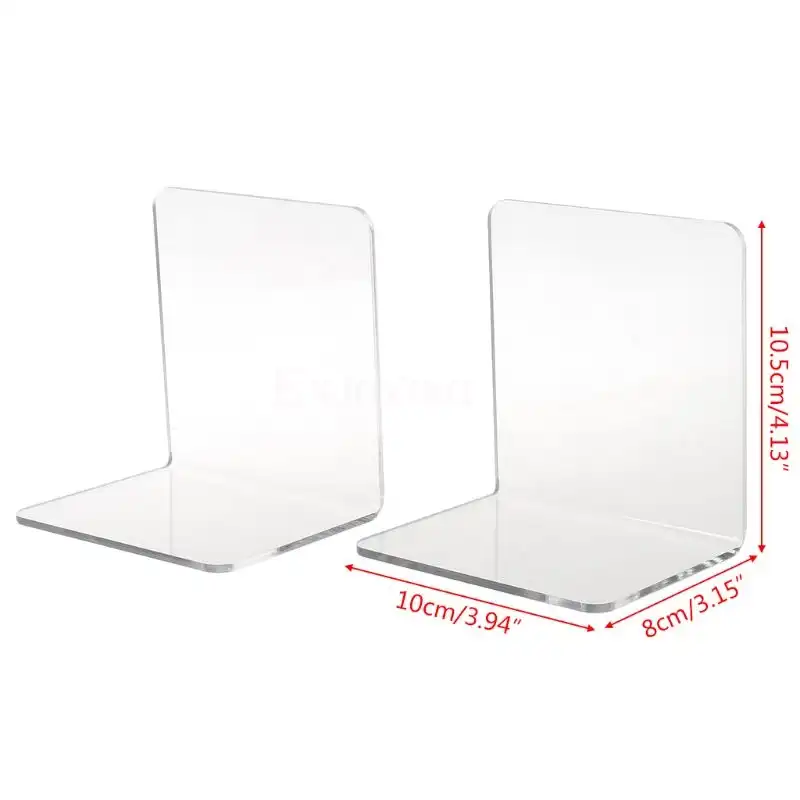 soporte para libros de escritorio escuela 2 sujetalibros de acr/ílico transparente en forma de L organizador de escritorio accesorios de oficina papeler/ía