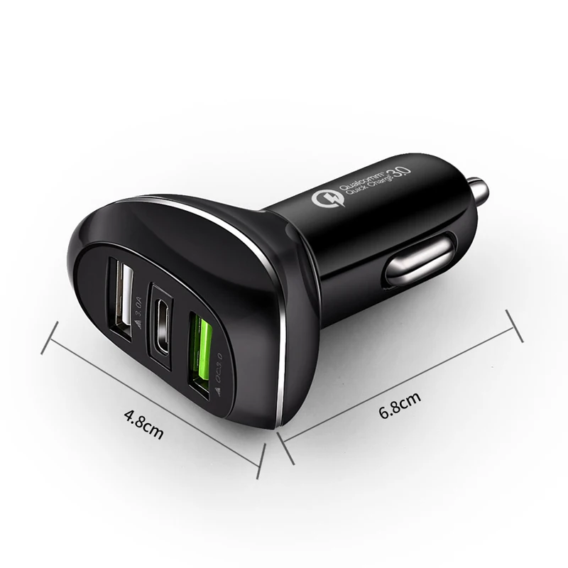 CHARMOON Quick Charge QC 3,0 USB Автомобильное Зарядное устройство USB-C автомобиля мобильный телефон Зарядное устройство с зарядный кабель для Samgsung S8Fast тип C