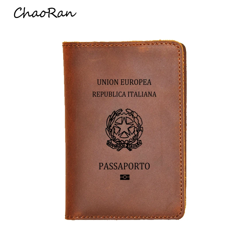 Italy Passport Cover Women Travel Wallet Genuine Leather Card Holders