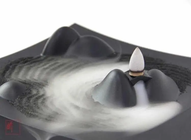 Aluminum Alloy Scenery Backflow Incense & Stick Holder Burner Zen