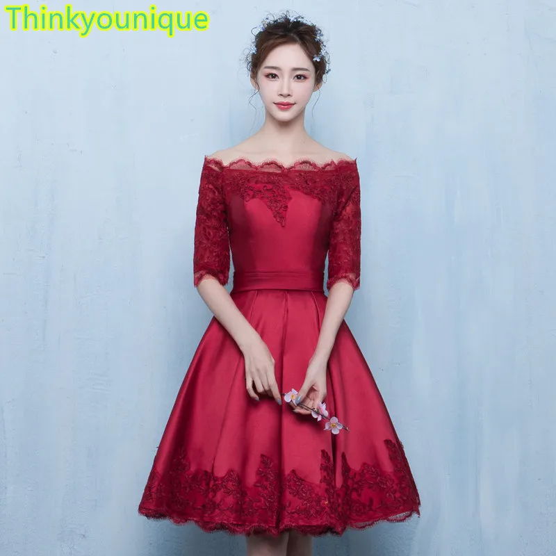 

Robe De Soiree New Sweetheart cocktail dresses Short Bridesmaid Dress Wine Red Elegant Banquet Sexy Formal Dresses Custom TK116