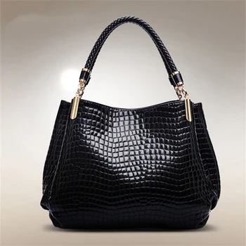 

Famous Brands Handbags Luxury elegant female big bags Crocodile women's PU leather handbag cowhide messenger bag W0004