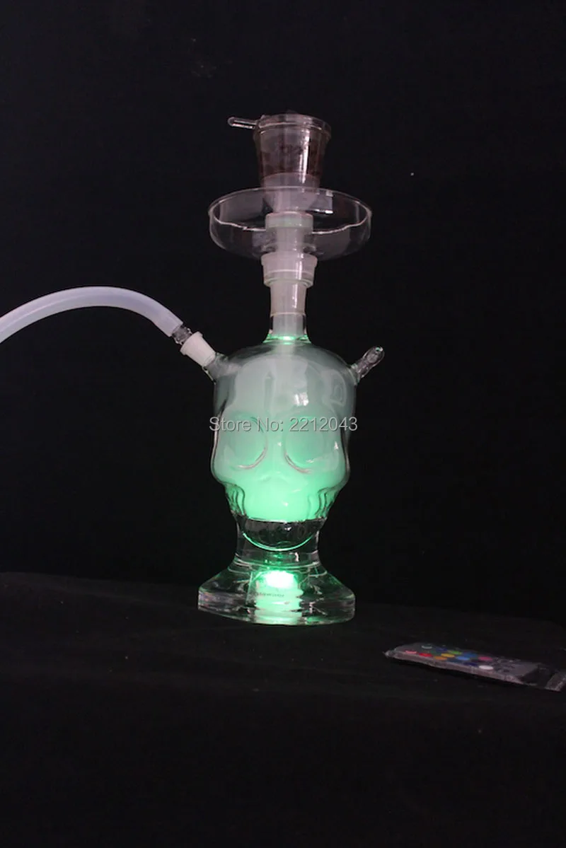 a set all skull hookahs with 1.2m white silicon hose glass stem Shishas