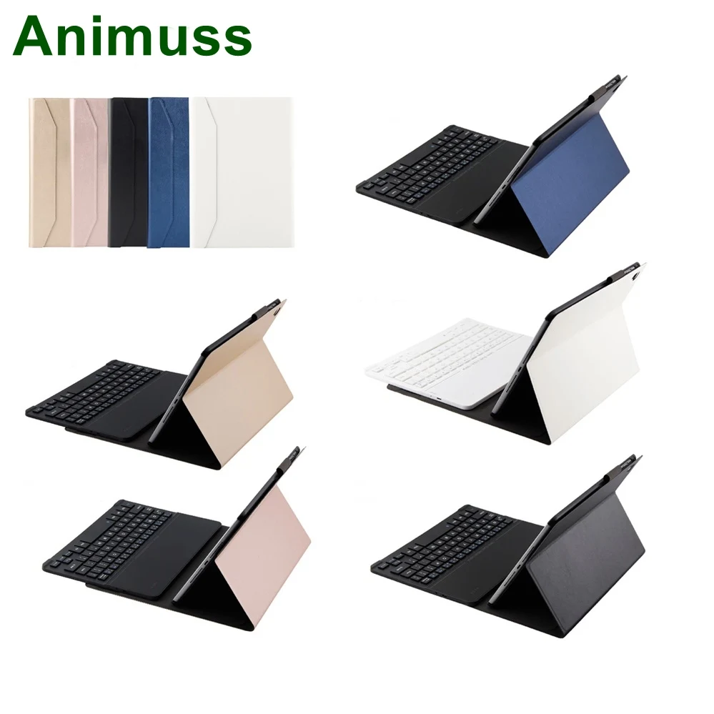 

Animuss Tempered Glass Panel Wireless Bluetooth Keyboard Folio Case for Apple iPad 9.7 Tablet