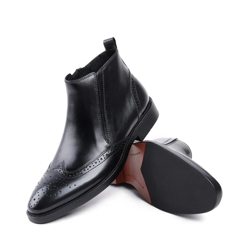 De Los Vestido Hombres Nuevo Motocicleta Cuero Black Botas Boda Alta Brogue Vaca Moda Real Zapatos Tallado Trabajo La 5Bfw4
