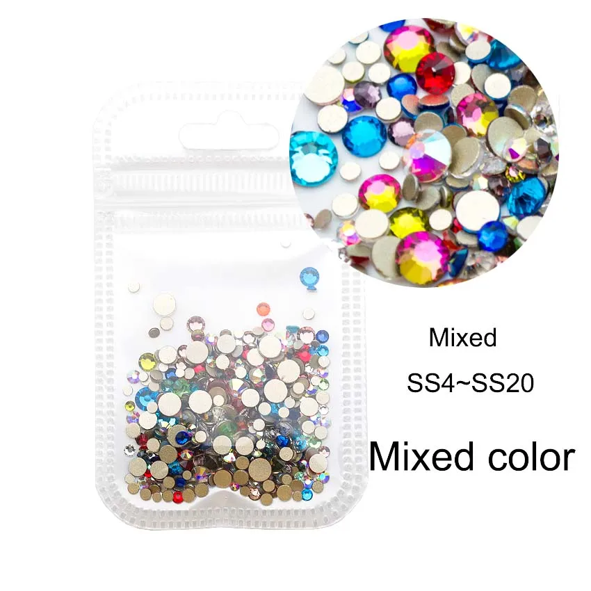 Mixed Colors Золотые стразы с плоской обратной стороной, Стразы для ногтей, дизайн ногтей, смешанные Стразы для ногтей, стеклянные украшения для ногтей MJZ2126 - Цвет: Mixed Colors