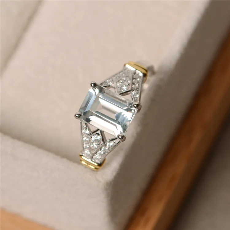 Новые винтажные элегантные серебряные кольца для помолвки с кристаллами для женщин, циркониевые Двухцветные обручальные кольца, ювелирные изделия для девушек, подарки, аксессуары