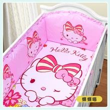 Промо-акция! Комплект постельного белья для малышей из 5 предметов, набор постельных принадлежностей для детской кроватки с героями мультфильмов(бампер+ простыня