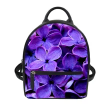 FORUDESIGNS púrpura Lila 3D Flor de las mujeres de cuero de moda mochilas chica escuela bolsa para adolescente Vintage bolsas para señora mochila