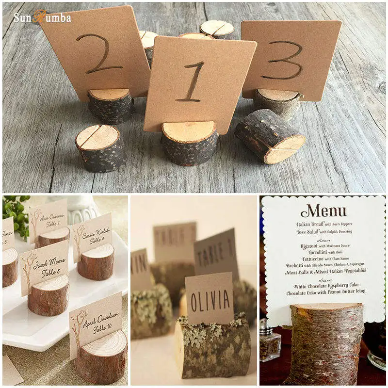 

10pcs Table Numbers Rack Wooden Wedding Decoration Signs Place Cards Rustic Party Decoration on The Table Number Holder Supplies