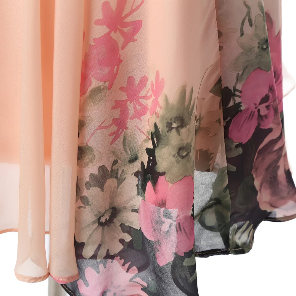 Chiffon Evening Dress Party Gown Floral Printed Short Evening Dress 2022 Robe De Soiree pink ball gown