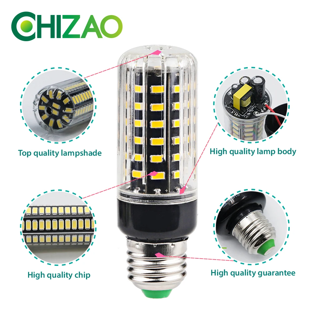 CHIZAO светодиодный лампы кукурузы E14 или E27 базы SMD-5736 лампа высокой яркости 220 V люстра Светодиодный светильник Теплый/чистый белый освещение
