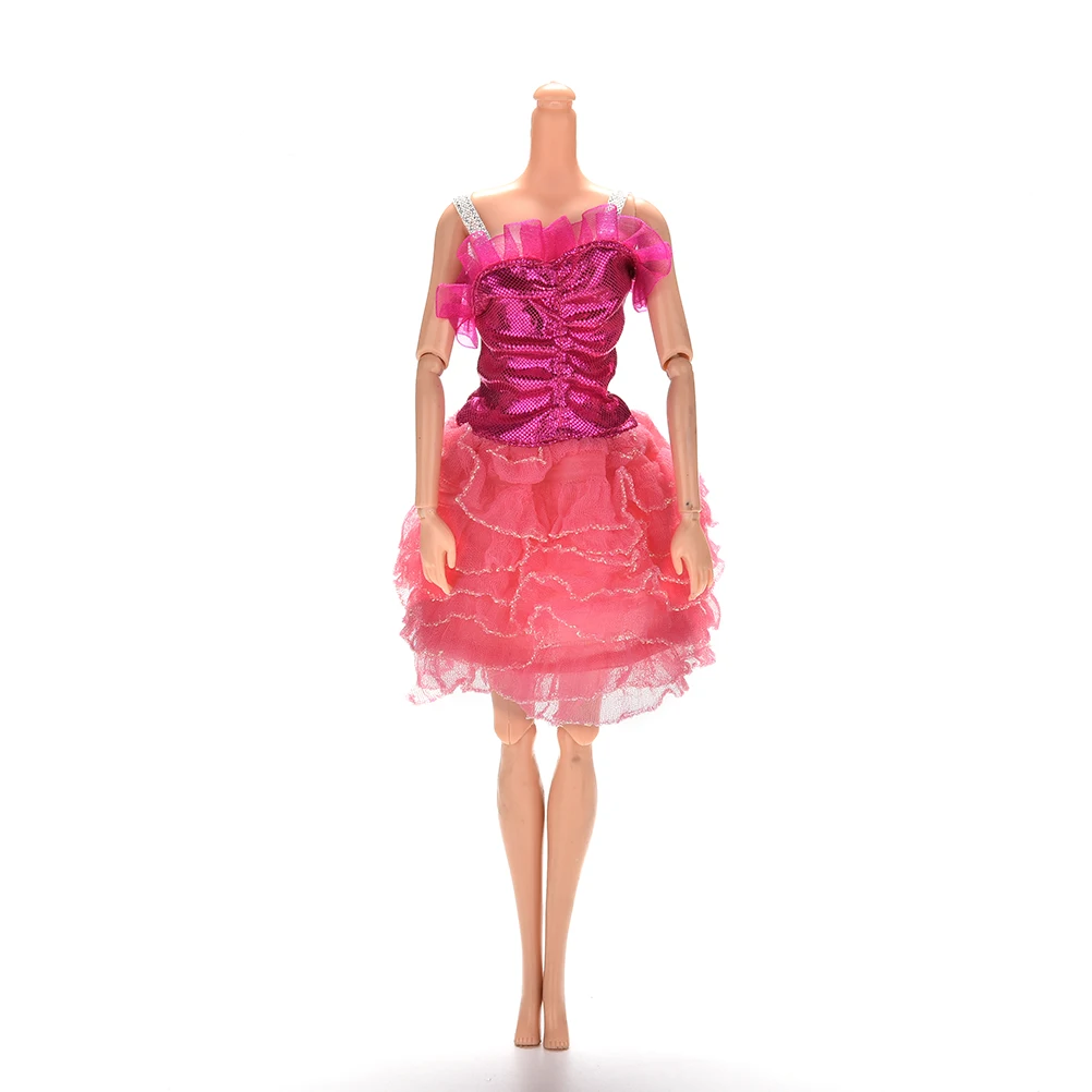 Rose Pink Princess Grown Dress For Barbie Doll Lovely Mini Wedding Lace