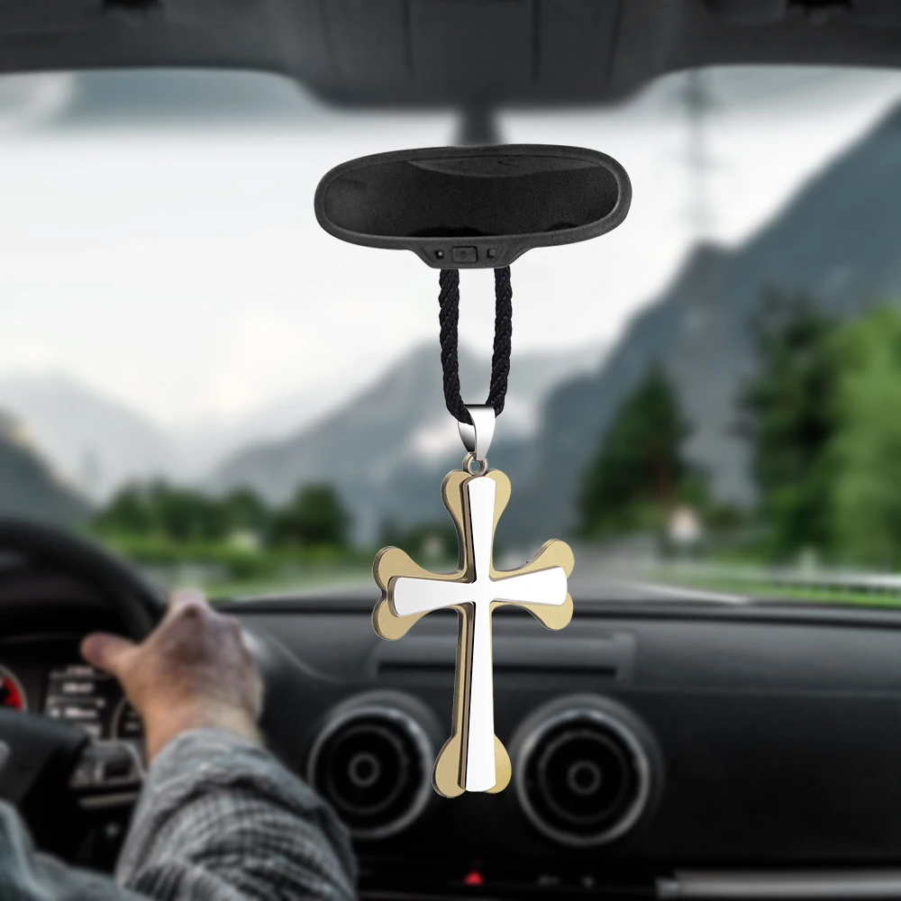 

Fashion Ornaments Car Pendant Jesus Crucifix Cross Charms Rearview Mirror Decoration Hanging Auto Decor Car Accessories Gifts