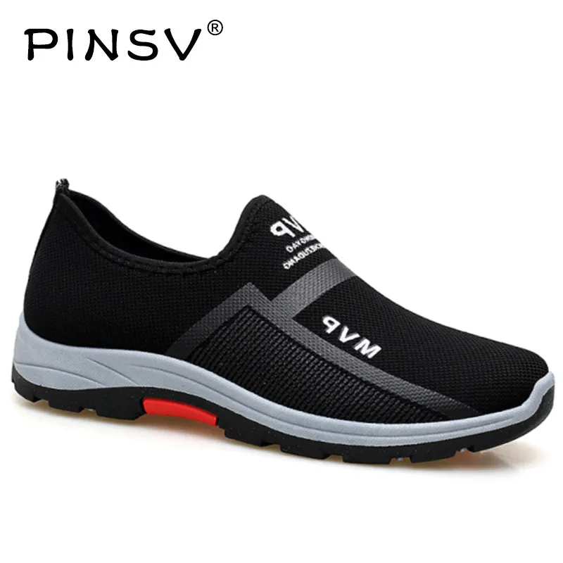 Online Zapatillas de primavera para Hombre Zapatos casuales de malla de aire para hombre mocasines negro moda deportivas para hombre Sapato Masculino PINSV