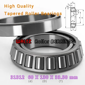 

60mm Bearing 31312 27312 E 31312A 31312J2 60x130x33.5 High Quality Single-row Tapered Roller Bearing Cone + Cup