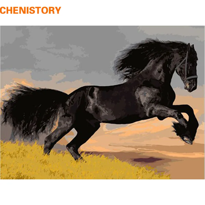 

CHENISTORY Horse Animal DIY Oil Painting By Numbers Kit Paint On Canvas Acrylic Coloring Painitng By Numbers For Home Wall Decor