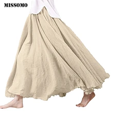 MISSOMO юбки женские льняные хлопковые длинные юбки комплект пуловер+ кожаная юбка макси юбки пляжные Boho винтажные летние юбки femme