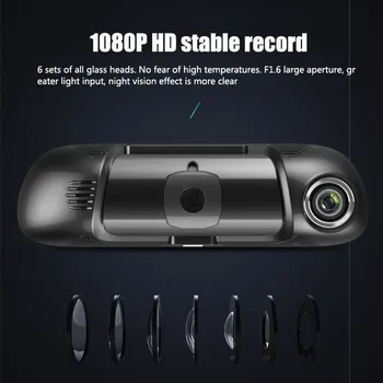 

Driving Recorder Double Lens Rearview Mirror Full HD 1080P Night Vision Bluetooth Intelligent Navigation Electronic Dog