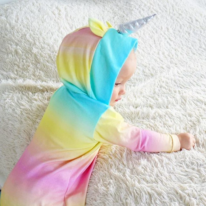 Pudcoco детские комбинезоны 0-24 М костюм для новорожденных девочек Единорог комбинезон джемпер наряд одежда с капюшоном A