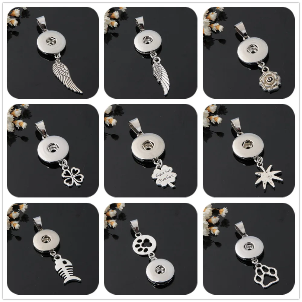 

Hot sale XL5010-XL5018 Simple Lovely Clover Footprint chain snap necklace 50cm fit 18mm snap buttons fashion snap jewelry