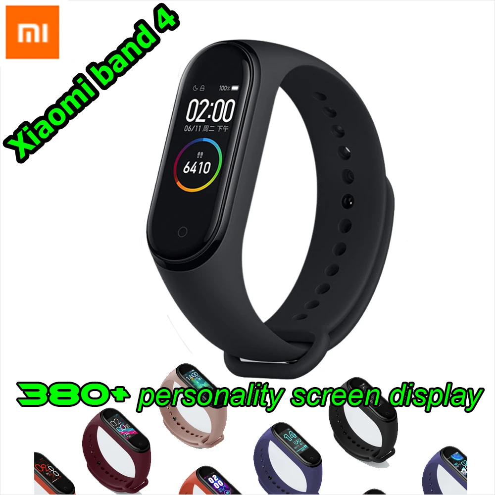 

100% Xiaomi Mi Band 4 Miband 4 Bluetooth 5.0 Wristband Fitness Bracelet AMOLED Color Touch Screen Music AI Heart Rate