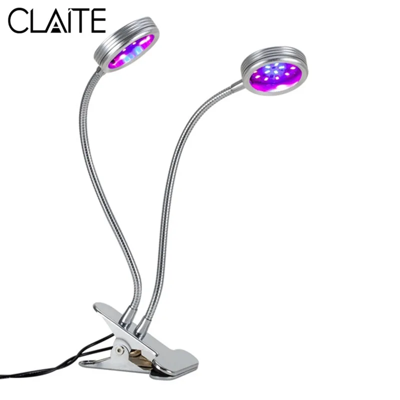 

CLAITE Flexible Dual Head LED Plant Grow Light with Clip 5V 14W USB Powered Gooseneck Dimmable Grow Light for Hydroponics Indoor