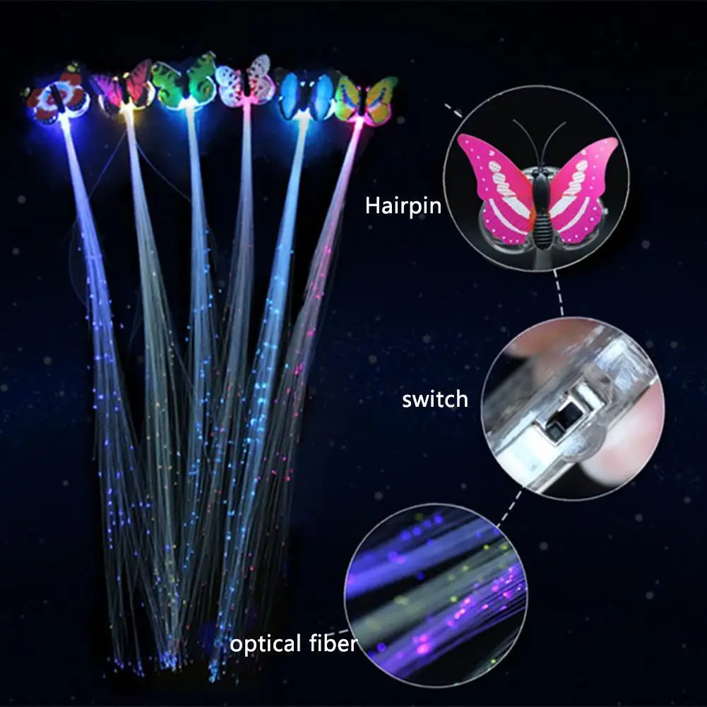 Flash LED Wigs Glowing LED Hair Braid Clip Hairpin Decoration Ligth Up Show Easter Party supplies Hair Accessory headdress