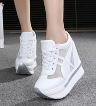 2017 Femmes Chaussures Sexy Coins Super Haute Talons 12 CM Dentelle Up Blanc Casual Chaussures Femmes de Partie Chaussures Chaussure Femme Plate-Forme chaussures