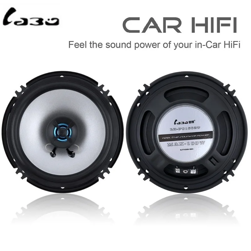 LaBo 2pcs Car bass speakers 2 Way 100W speaker 6.5 inch Car Hifi Coaxial Speaker Full Range Frequency speakers for Car stereo
