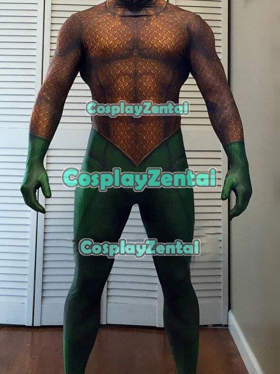 

Aquaman Superhero Costume Spandex 3D Print Zentai Suit Aquaman Cosplay Halloween Zentai Bodysuit Costume For kids/Adult