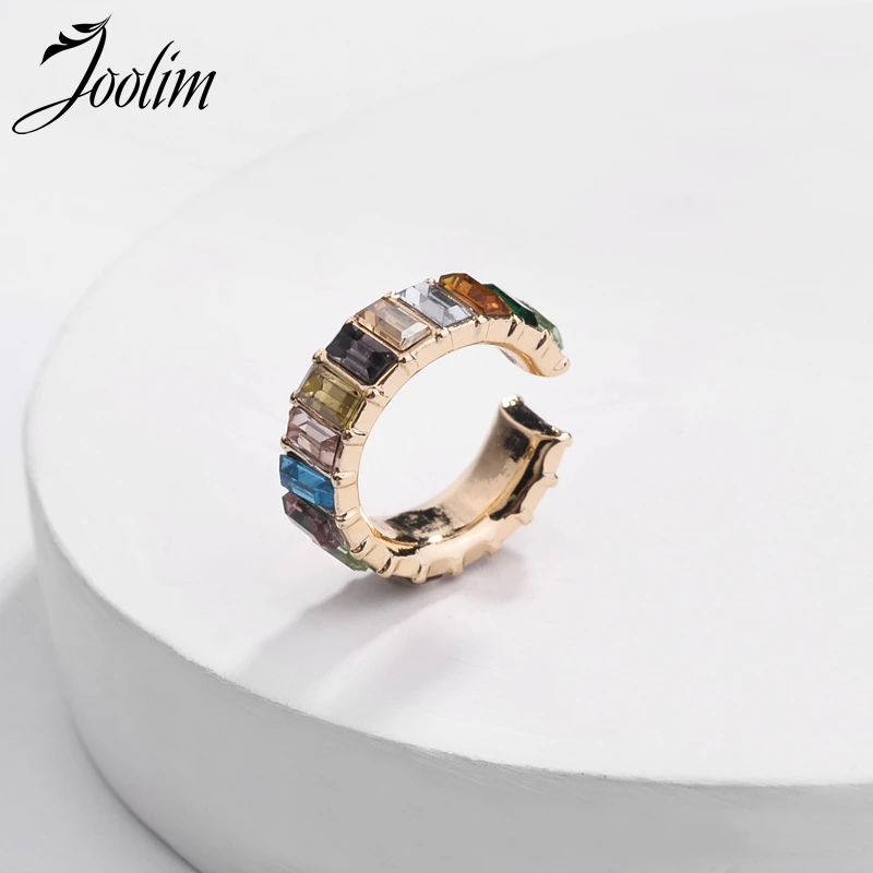 

JOOLIM Single One Colorful Glass C Shaple Clip On Earring